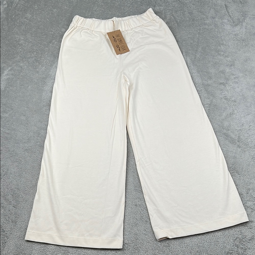 NEW The Simple Folk 2/Small 100% Organic Cotton The Wide Leg Trouser Pants Women